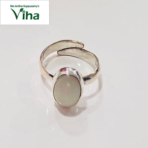 Silver Moon Stone Oval Cut Ring For Ladies - 4.85 g