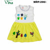 Kids wear - Frock, with embroidered plant motifs on chest and tree motifs on skirt