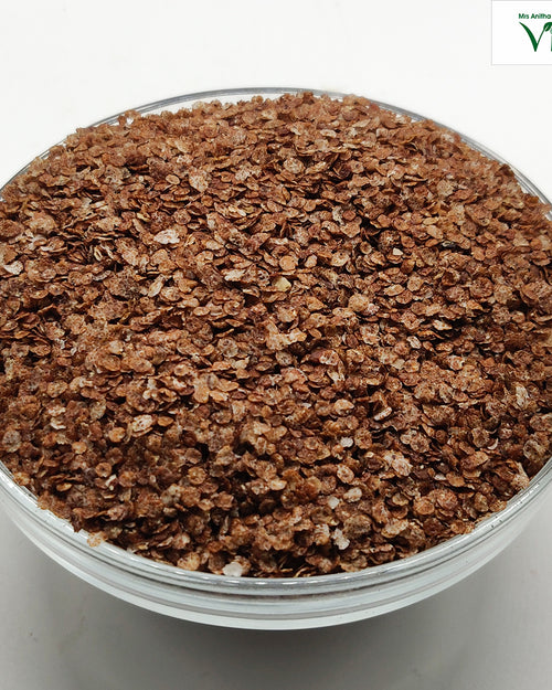 Ragi Poha | Ragi Aval | Finger Millet Poha, with flattened dark reddish-brown flakes