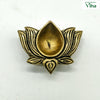 Lotus lamp in antique brass, teardrop oil well set against layered lotus petals