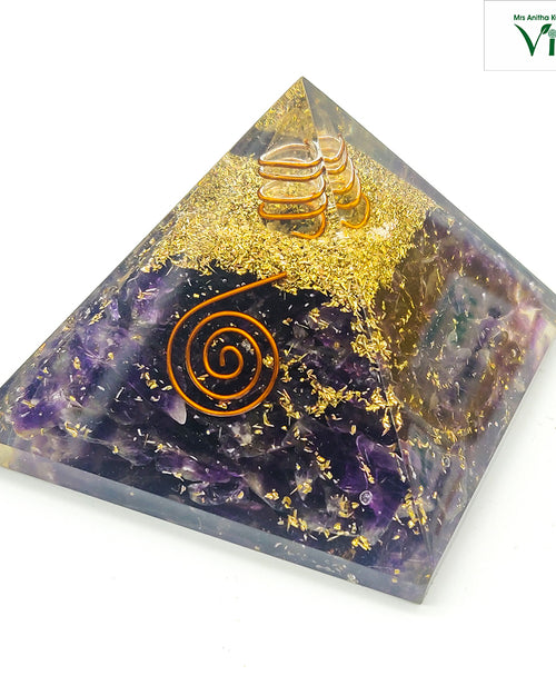 Amethyst Vastu Pyramid with embedded crystal chips