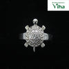 Silver Tortoise Ring Adjustable, circular band with a turtle-shaped ornament on top