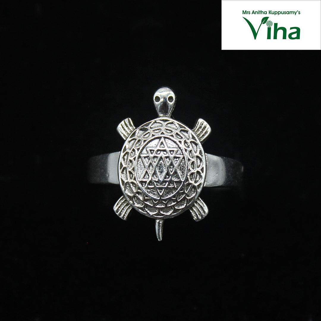 Meru Tortoise Ring/ Turtle Ring/ Kachua Ring made in Panchdhatu Adjustable  Ring with studded Zircons - Aemorio