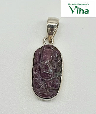 Ruby Ganesha Silver Pendant - 6.20 g