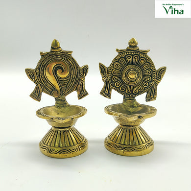 Sangu Chakra Lamp Brass / Vilakku (Pack Of Two)